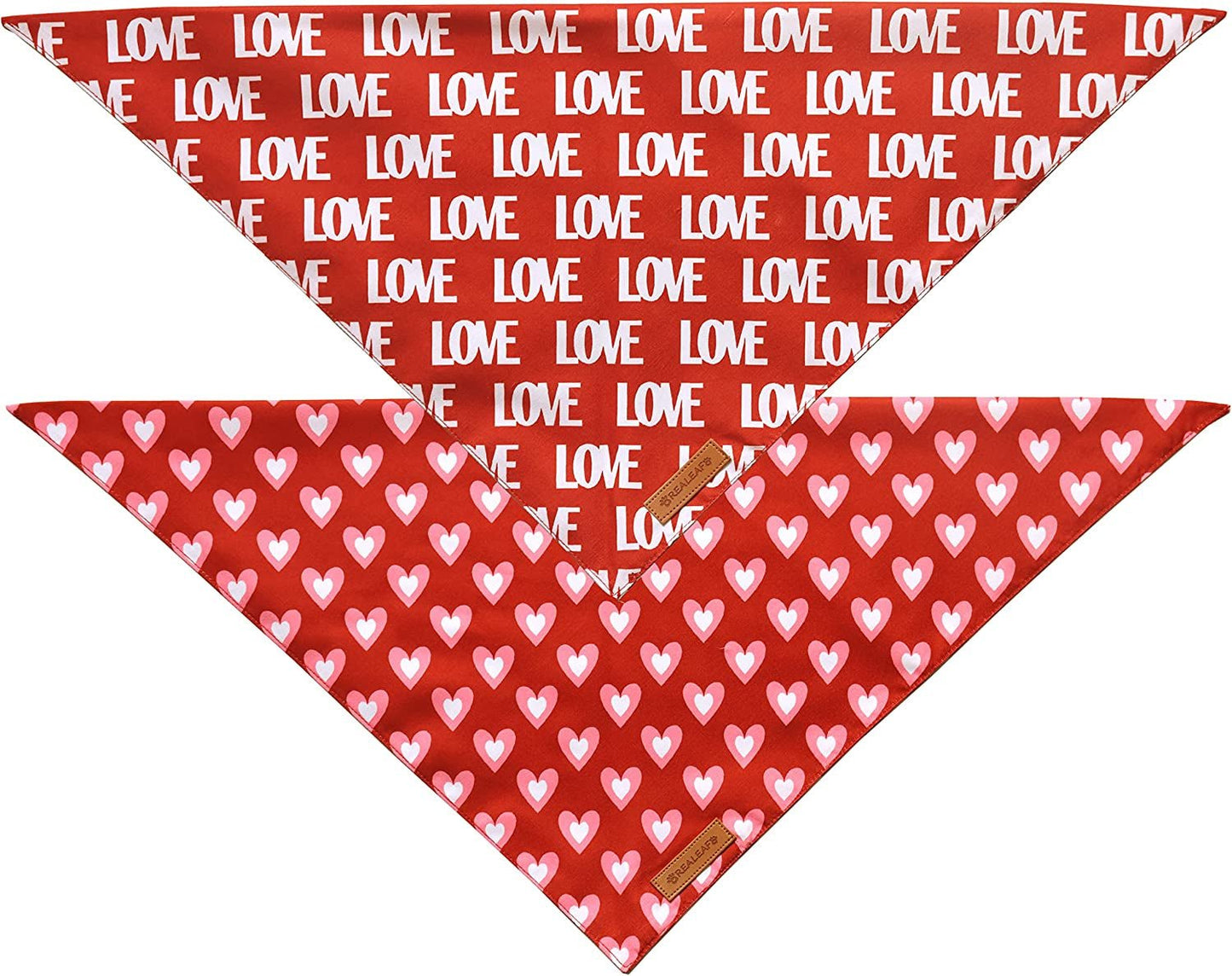 Adorable Love Dog Bandanas 2 Pack - Reversible Triangle Scarves for Valentine's Day & Mother's Day - Perfect for Medium to Large Dogs! - Journey Must Haves