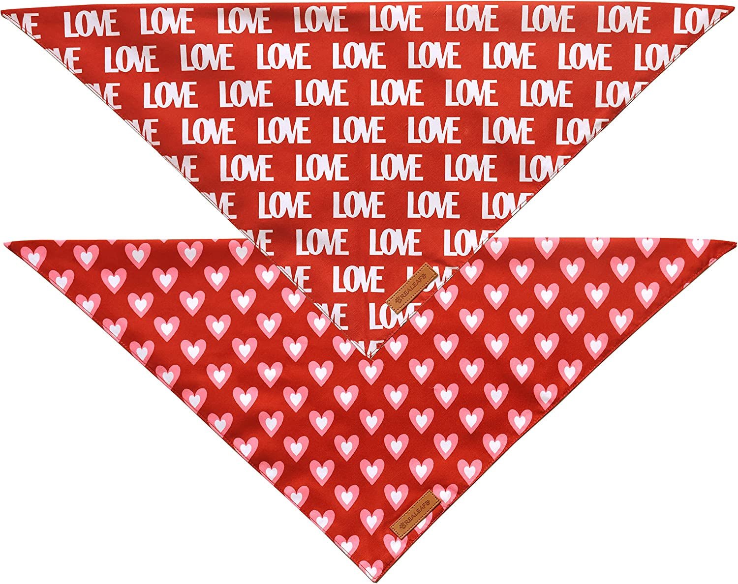 Adorable Love Dog Bandanas 2 Pack - Reversible Triangle Scarves for Valentine's Day & Mother's Day - Perfect for Medium to Large Dogs! - Journey Must Haves