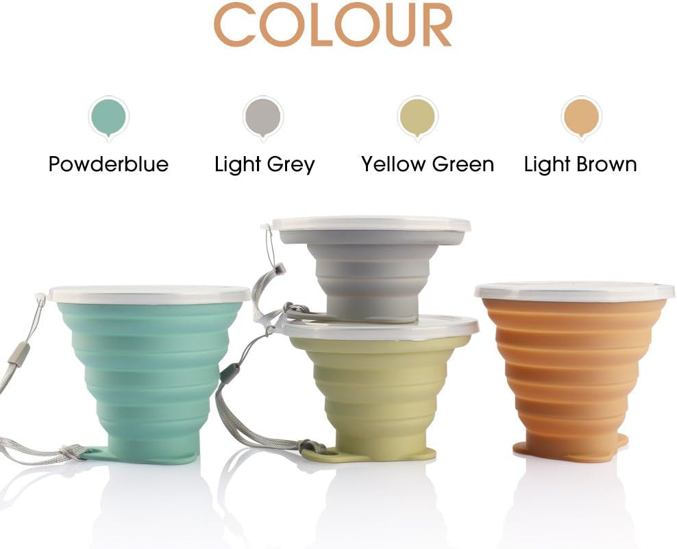 Versatile Silicone Collapsible Travel Cup - Expandable and Portable Drinking Cup Set with Lids for Outdoor Adventures