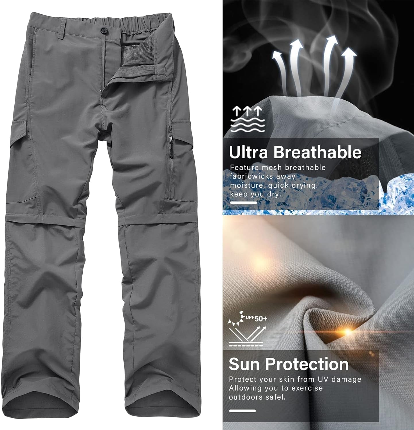 Men's Quick-Dry Hiking Pants - Lightweight Convertible Fishing Trousers for Outdoor Adventures