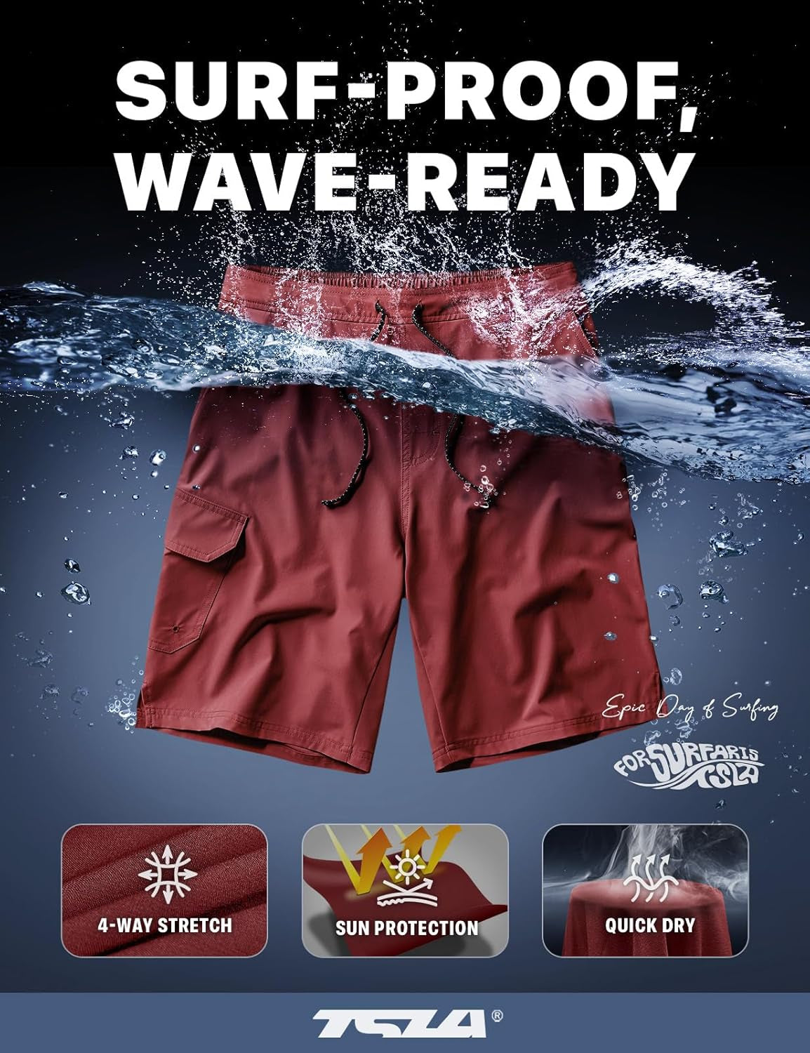 Men's Quick-Dry Swim Trunks - Lightweight Beach Board Shorts with Pockets for Ultimate Comfort