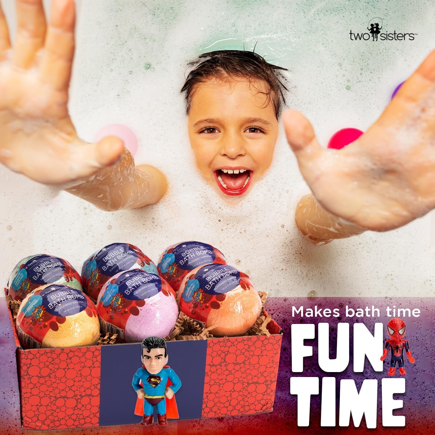 Exciting Superhero Bath Bombs for Kids - 6 Pack of Fizzing Fun with Surprise Toys and Fruity Scents - Perfect Gift for Boys, Girls, and Toddlers!