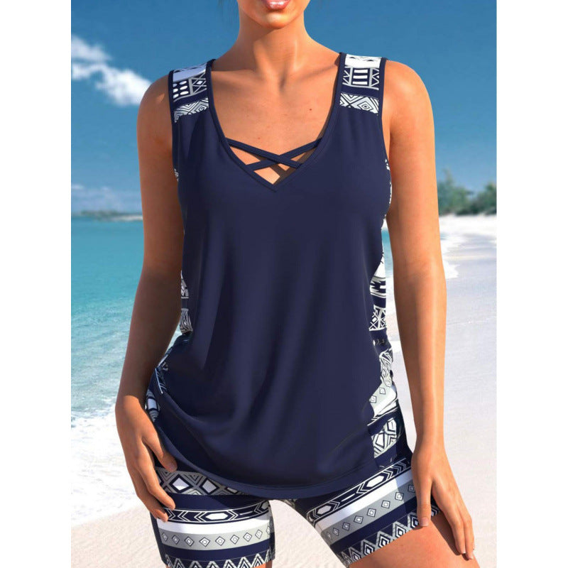 Women's Two-Piece Swimsuit Vest and Shorts