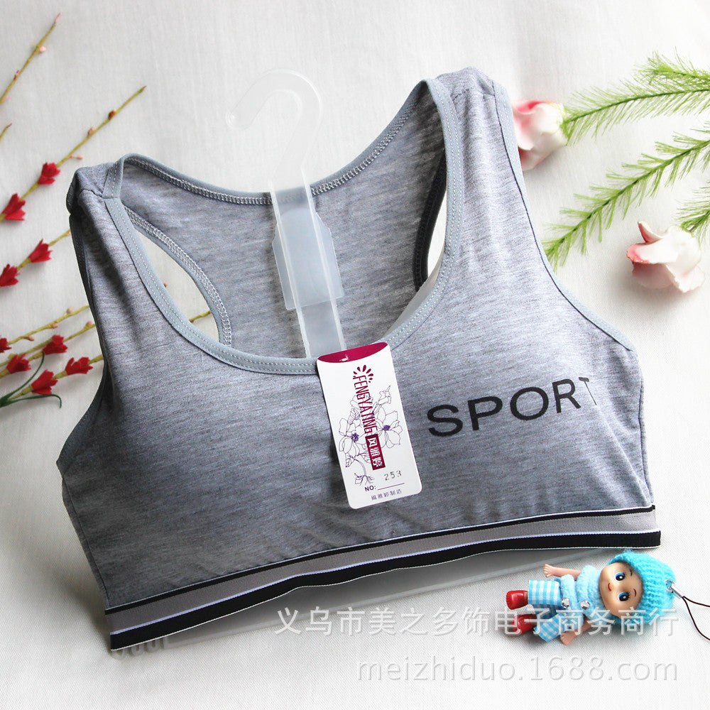 Girls' Developmental Girls' Underwear Size Size Size Middle and Big Kids Student Letters Sports Bra Cotton Non-rimmed Small Vest