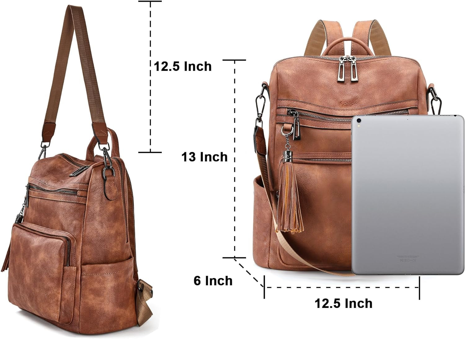 Stylish Leather Backpack Purse for Women - Fashionable Tassel Design, Versatile Large Capacity Travel Bag