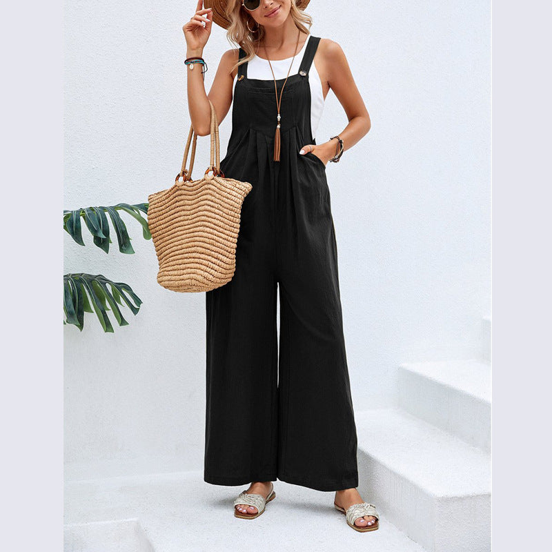 Casual Cotton Suspenders Pants for Women