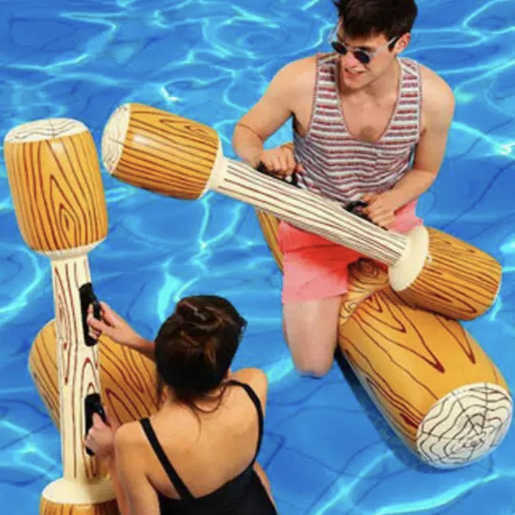 Inflatable Water Canoe Toy with Wooden Stick for Adults and Kids