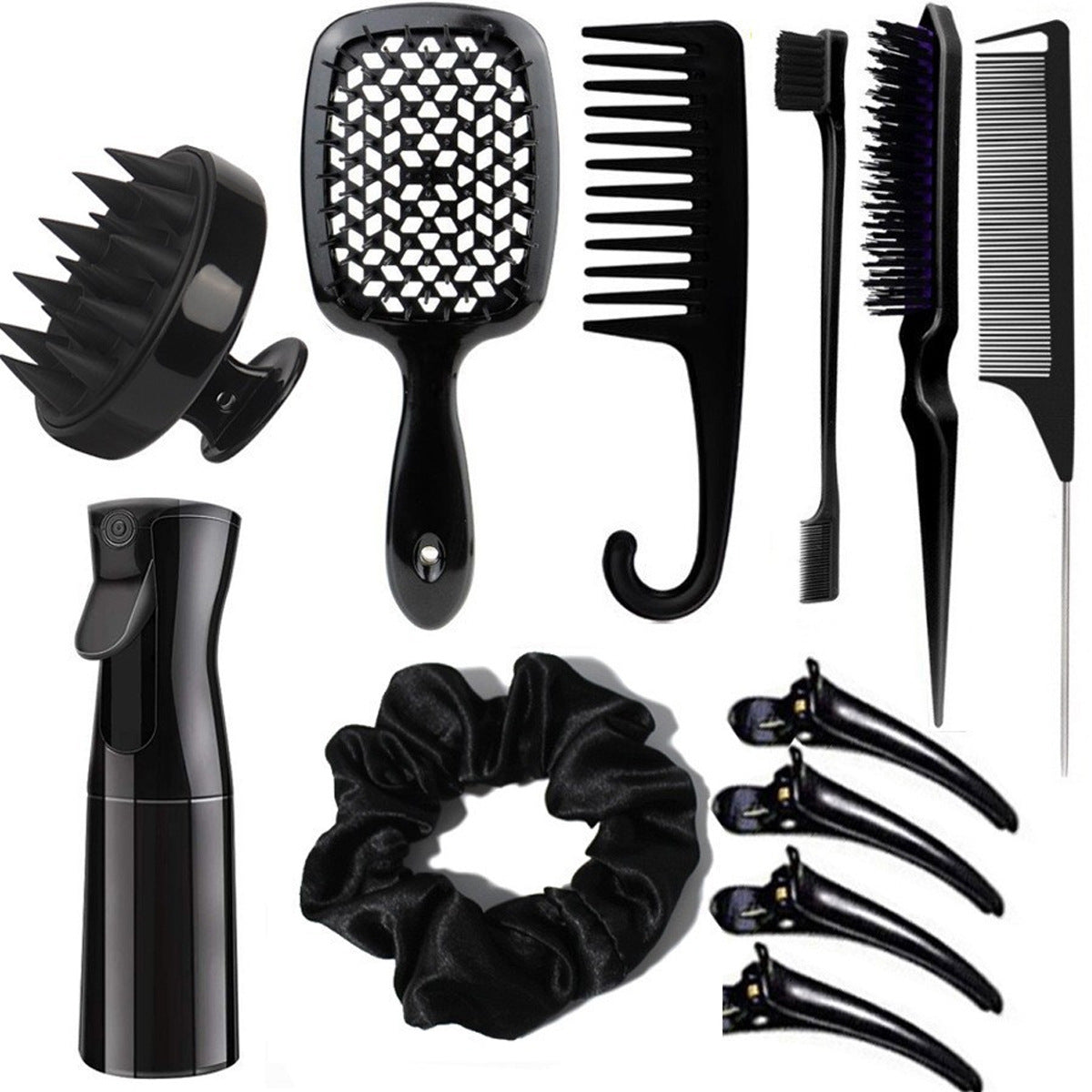 Hair comb set with spray bottle