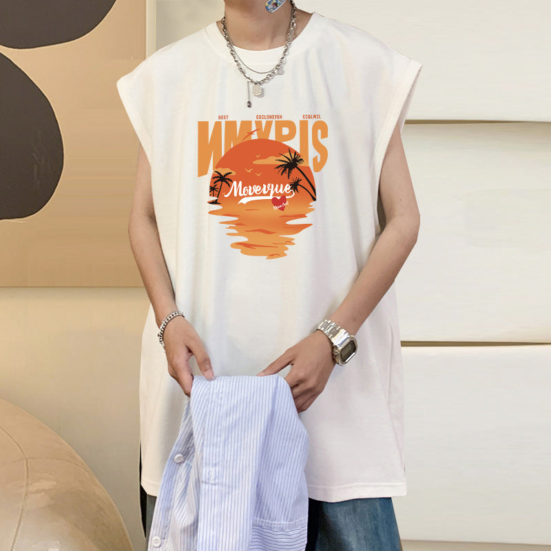 Cotton Sleeveless Men's Vest Summer Loose Sports T-shirt