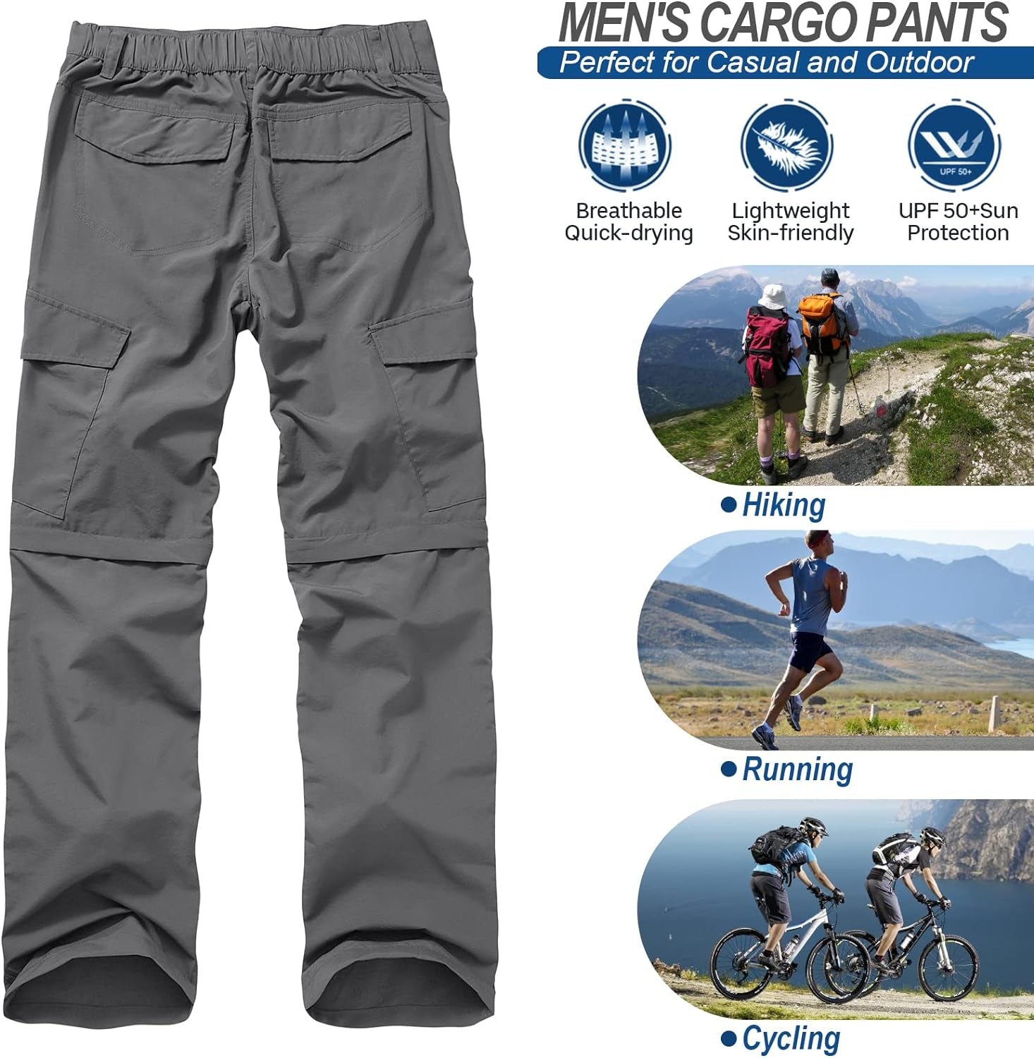 Men's Quick-Dry Hiking Pants - Lightweight Convertible Fishing Trousers for Outdoor Adventures