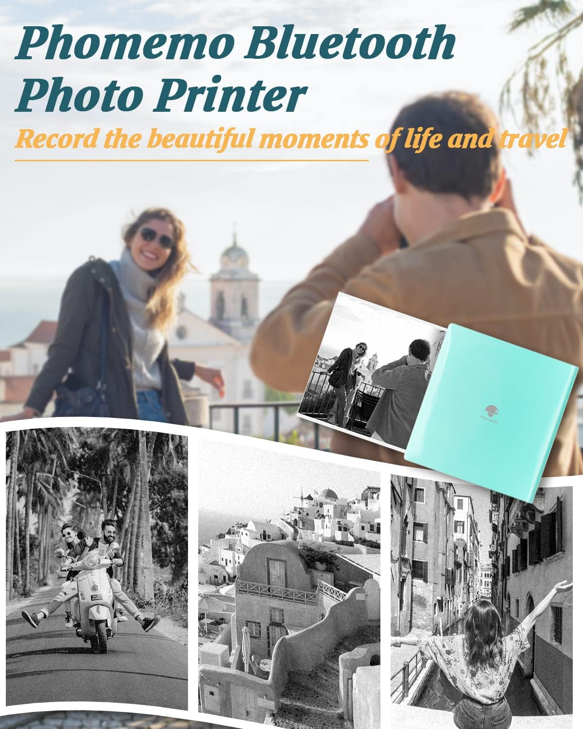 M02 Mini Pocket Sticker Printer - Bluetooth Thermal Printer for Creative Kids and Adults, Includes 3 Rolls of Paper - Perfect for Journals, Notes, and Gifts in Green