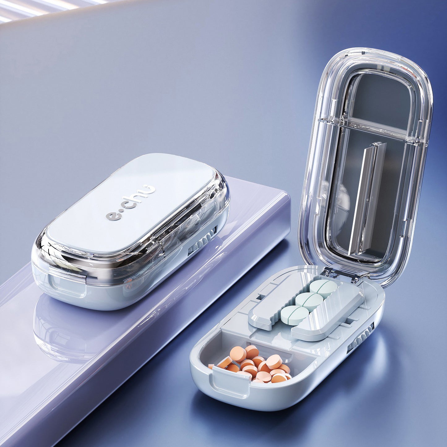 Portable Medicine Tablet Cutter and Storage Box