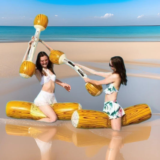 Inflatable Water Canoe Toy with Wooden Stick for Adults and Kids