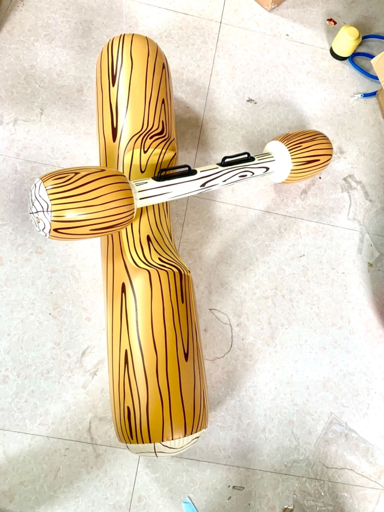 Inflatable Water Canoe Toy with Wooden Stick for Adults and Kids