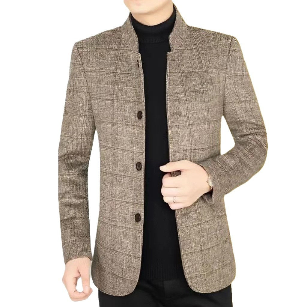 Mens Casual Suit Jacket with Flat Collar