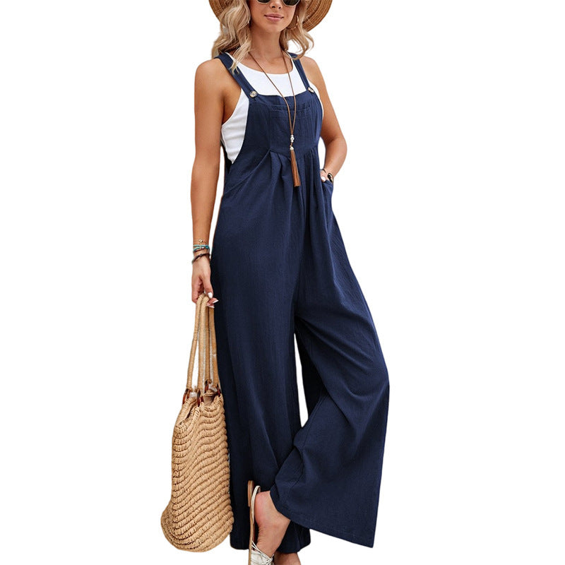 Casual Cotton Suspenders Pants for Women