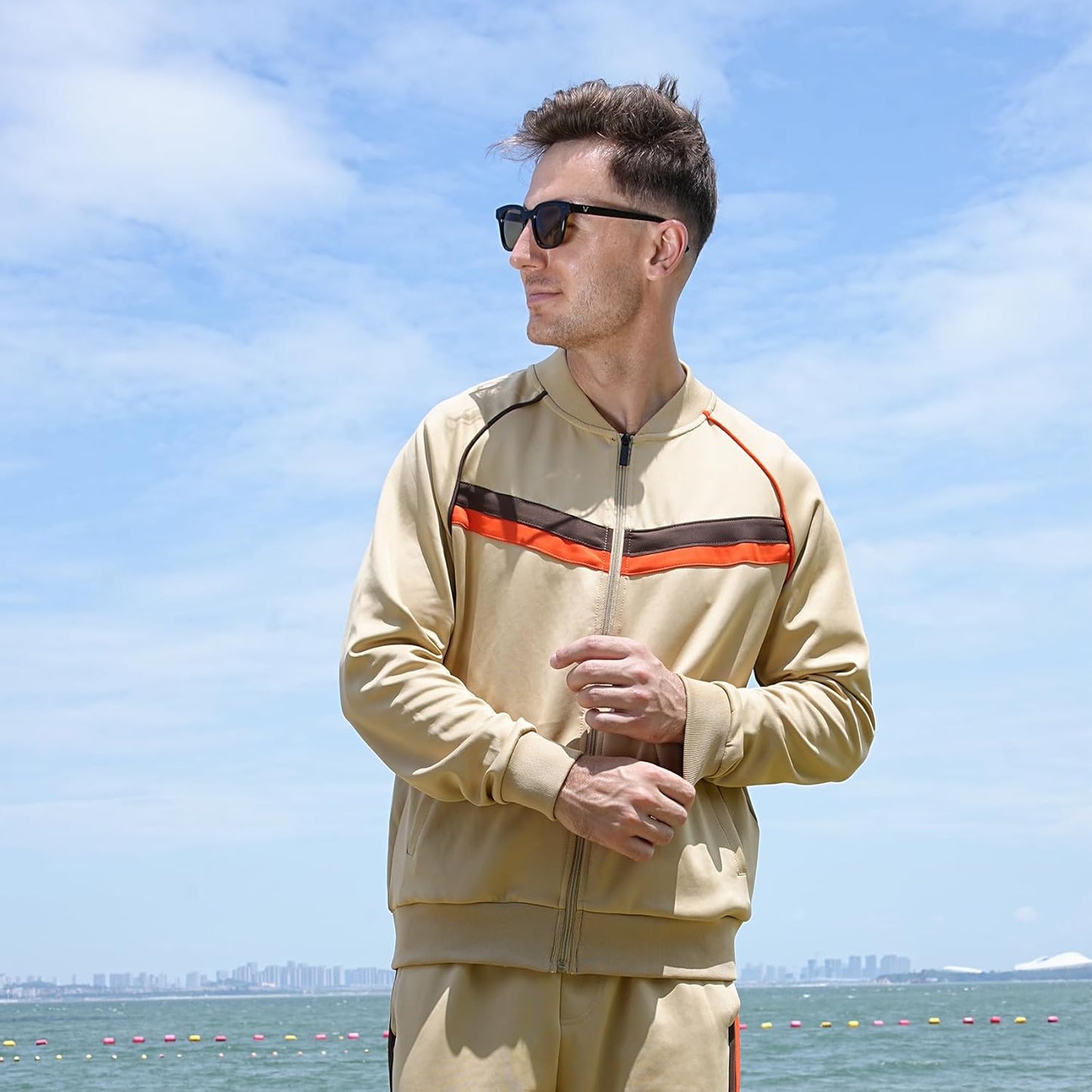 Elevate Your Activewear with W JIANWANG Men's Casual Long Sleeve Tracksuit Set - Perfect for Jogging and Everyday Comfort