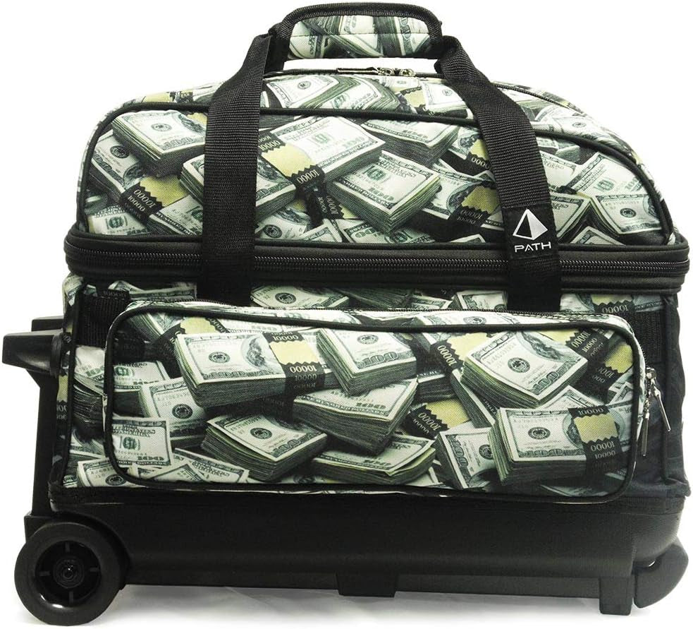 Deluxe Double Roller Bowling Bag - Store 2 Balls & 2 Pairs of Shoes with Easy Maneuverability and Ample Accessory Pockets