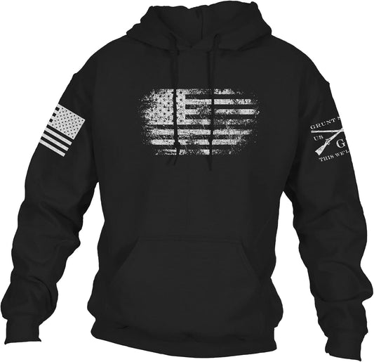 Vintage American Patriot Hoodie - Unisex XX-Large in Classic Black