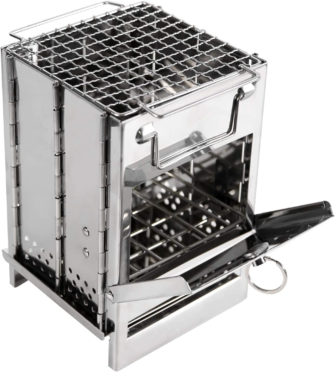 Compact and Portable Wood Burning Folding Camp Stove with Stainless Steel Grid - Perfect for Camping, Hiking, and Outdoor Adventures! - Journey Must Haves