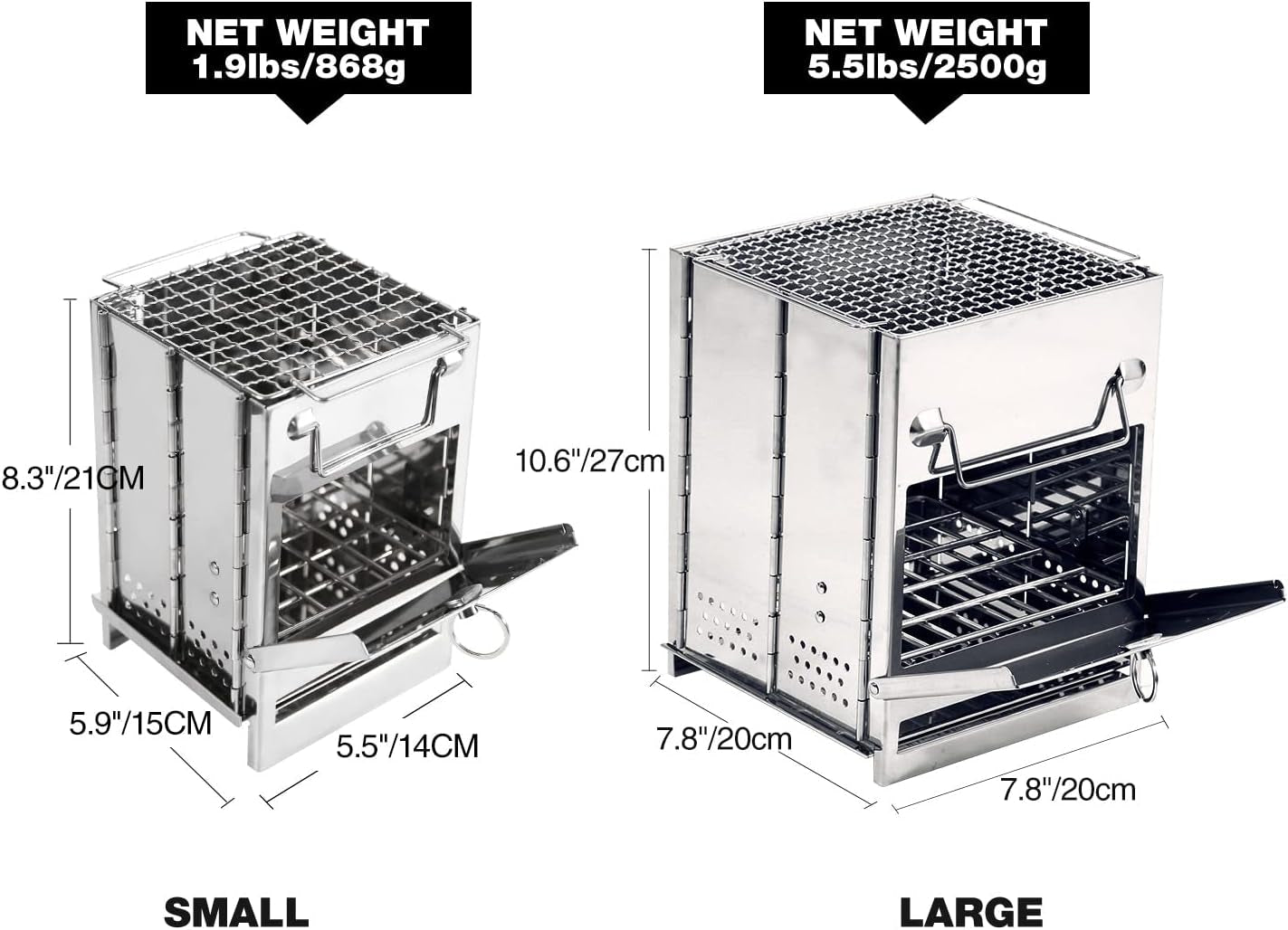Compact and Portable Wood Burning Folding Camp Stove with Stainless Steel Grid - Perfect for Camping, Hiking, and Outdoor Adventures! - Journey Must Haves