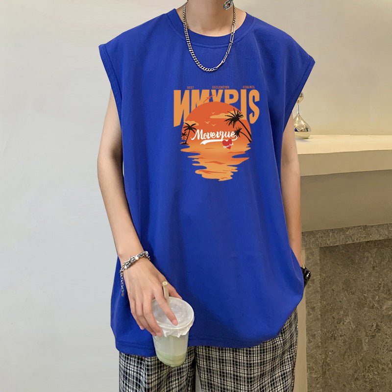 Cotton Sleeveless Men's Vest Summer Loose Sports T-shirt - Journey Must Haves