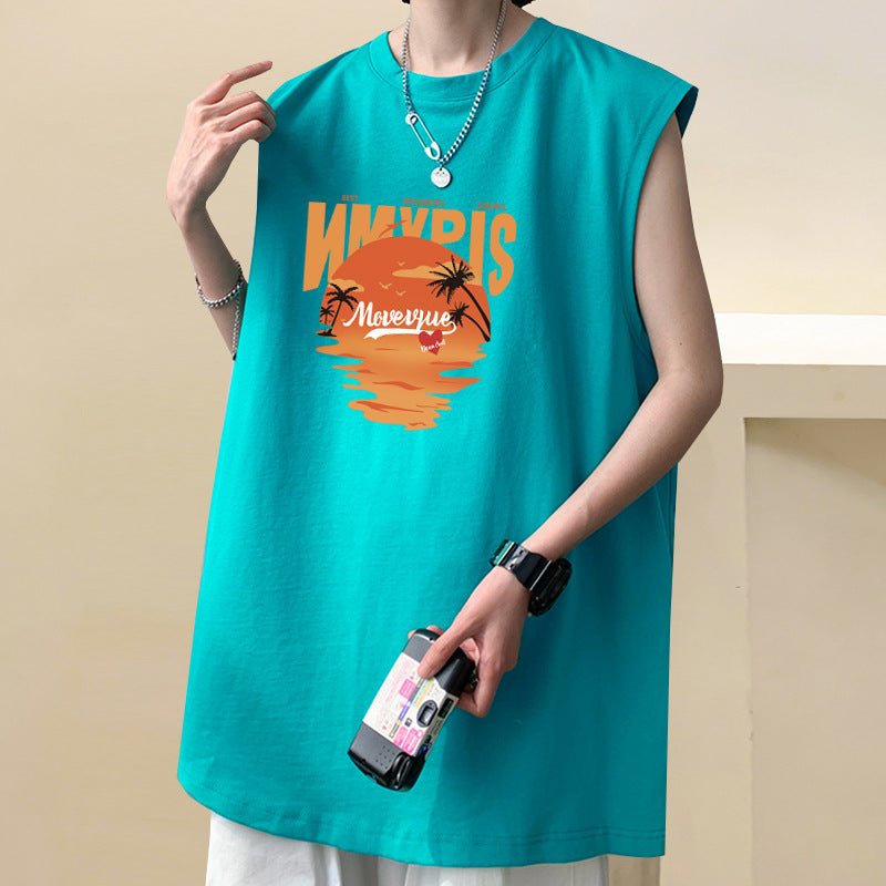 Cotton Sleeveless Men's Vest Summer Loose Sports T-shirt - Journey Must Haves