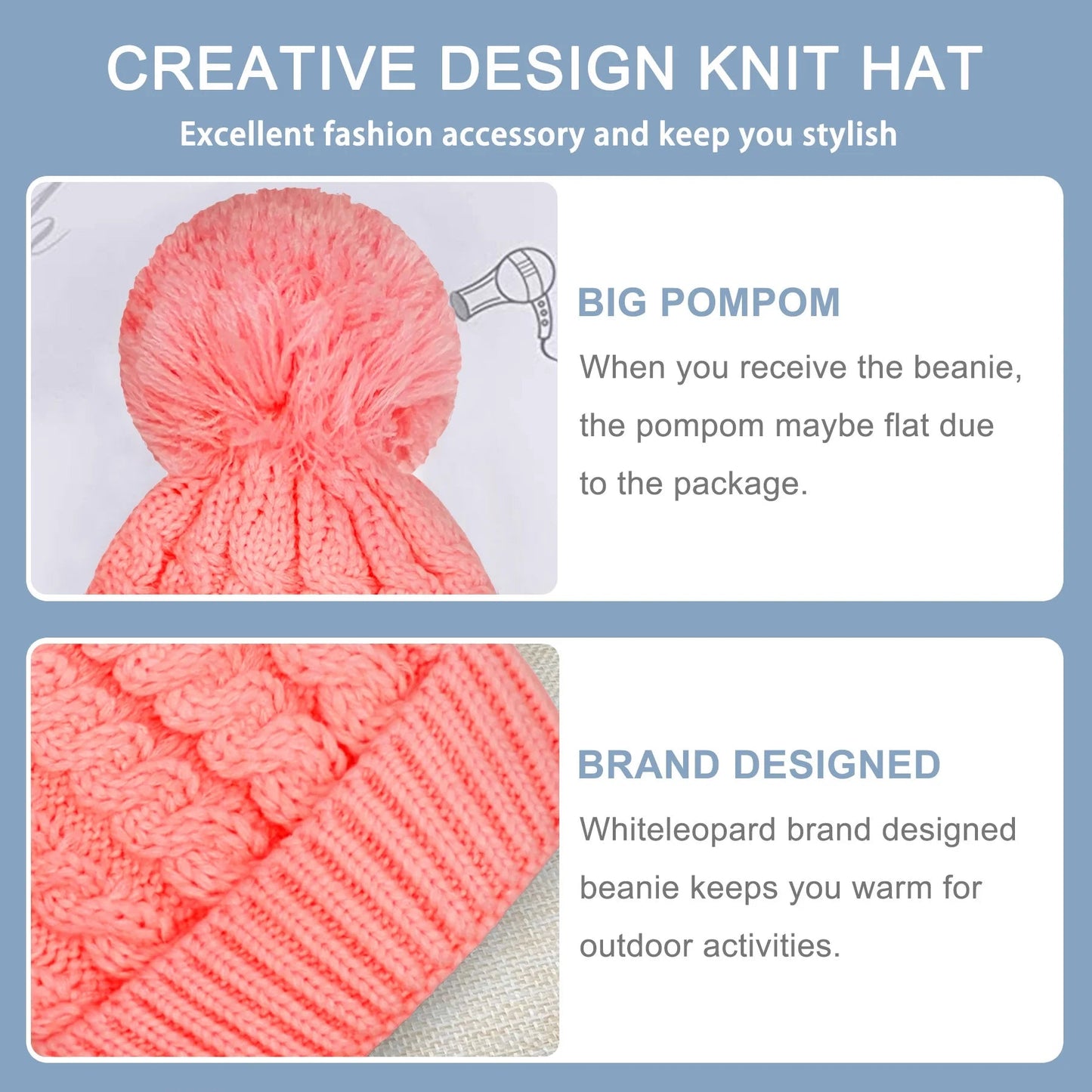 Cozy Up in Style: Women's Pink Winter Beanie with Plush Lining and Pom - Pom Detail - Journey Must Haves