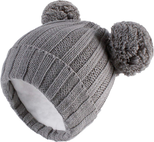 Cozy Winter Knitted Baby Hats for Girls with Adorable Pom Poms and Soft Fleece Lining - Journey Must Haves