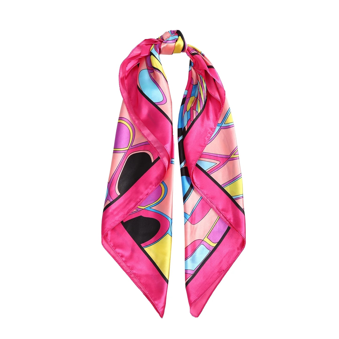 Elegant 35" Satin Square Head Scarves - Set of 2 Silk Floral Hair Bandanas for Women