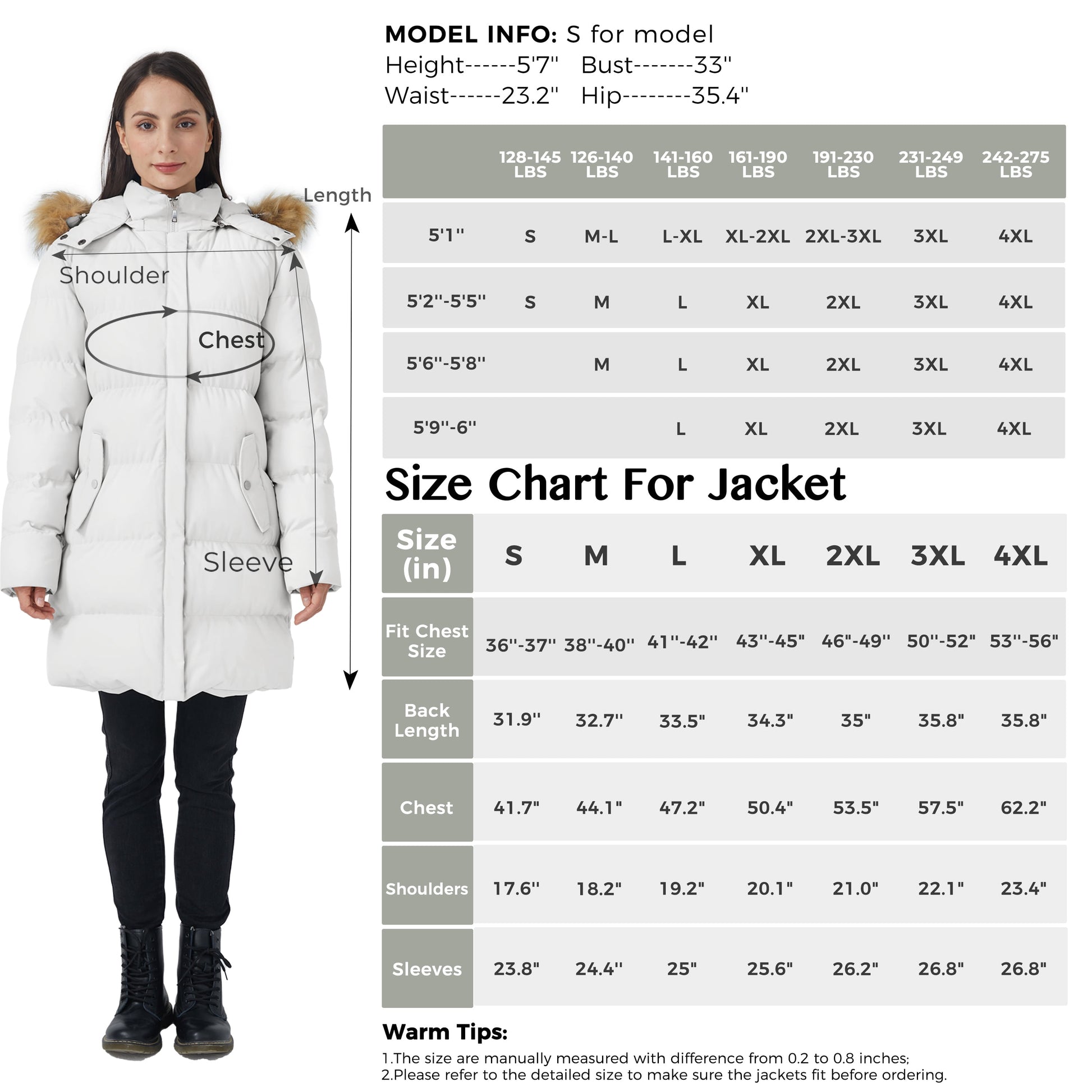 Stay Stylish and Warm: Women's Hooded Waterproof Puffer Jacket in Elegant White - Size M