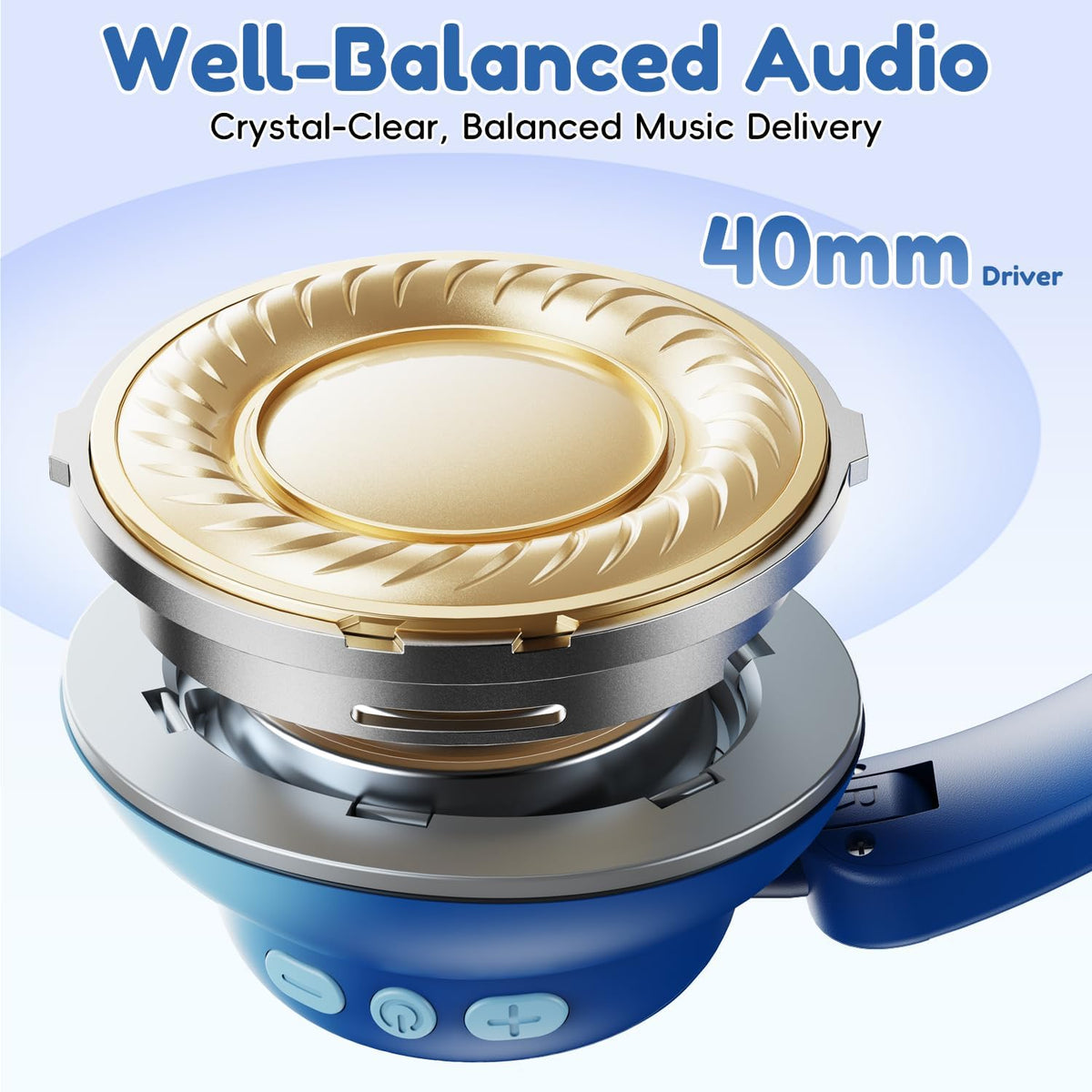 Kids Bluetooth Headphones, Active Noise Cancelling,Gradient Blue