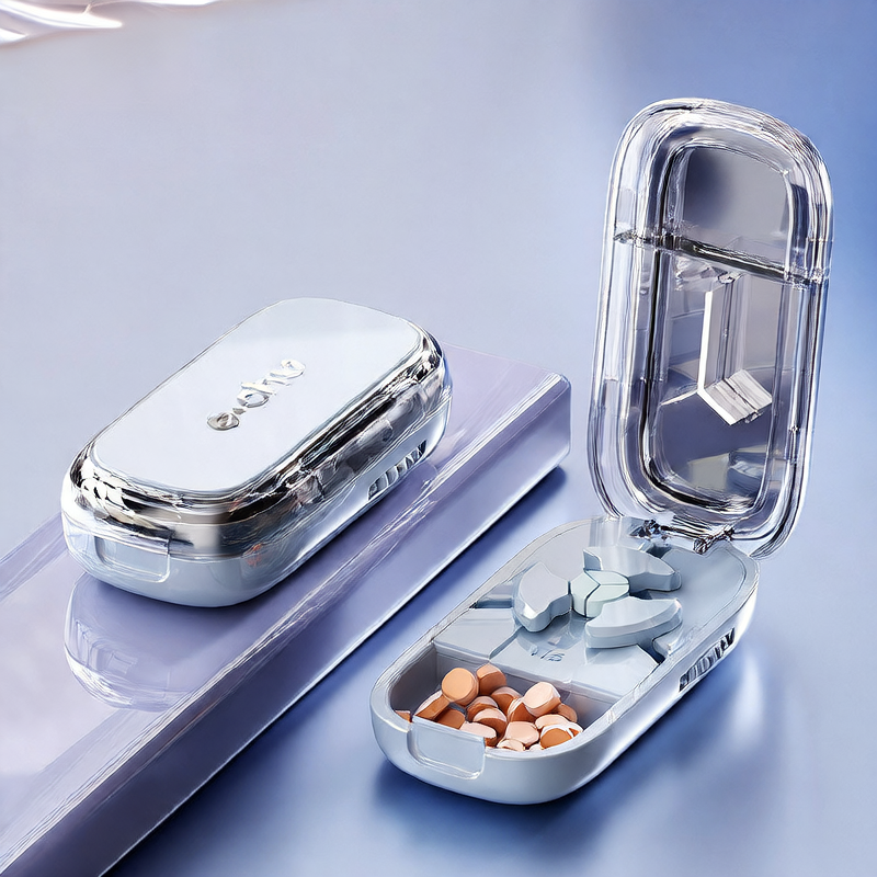 Portable Medicine Tablet Cutter and Storage Box