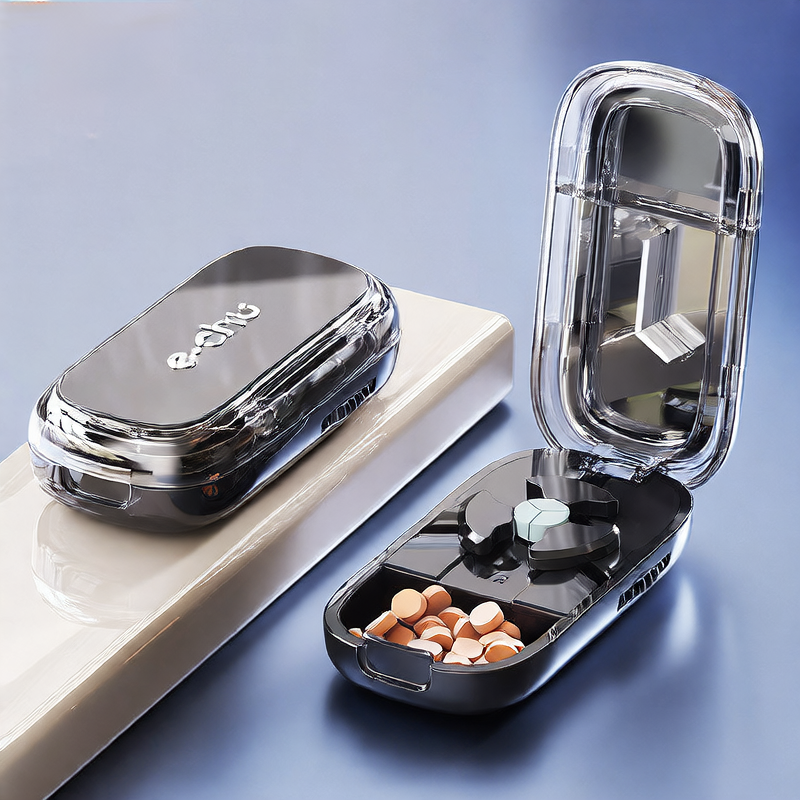 Portable Medicine Tablet Cutter and Storage Box