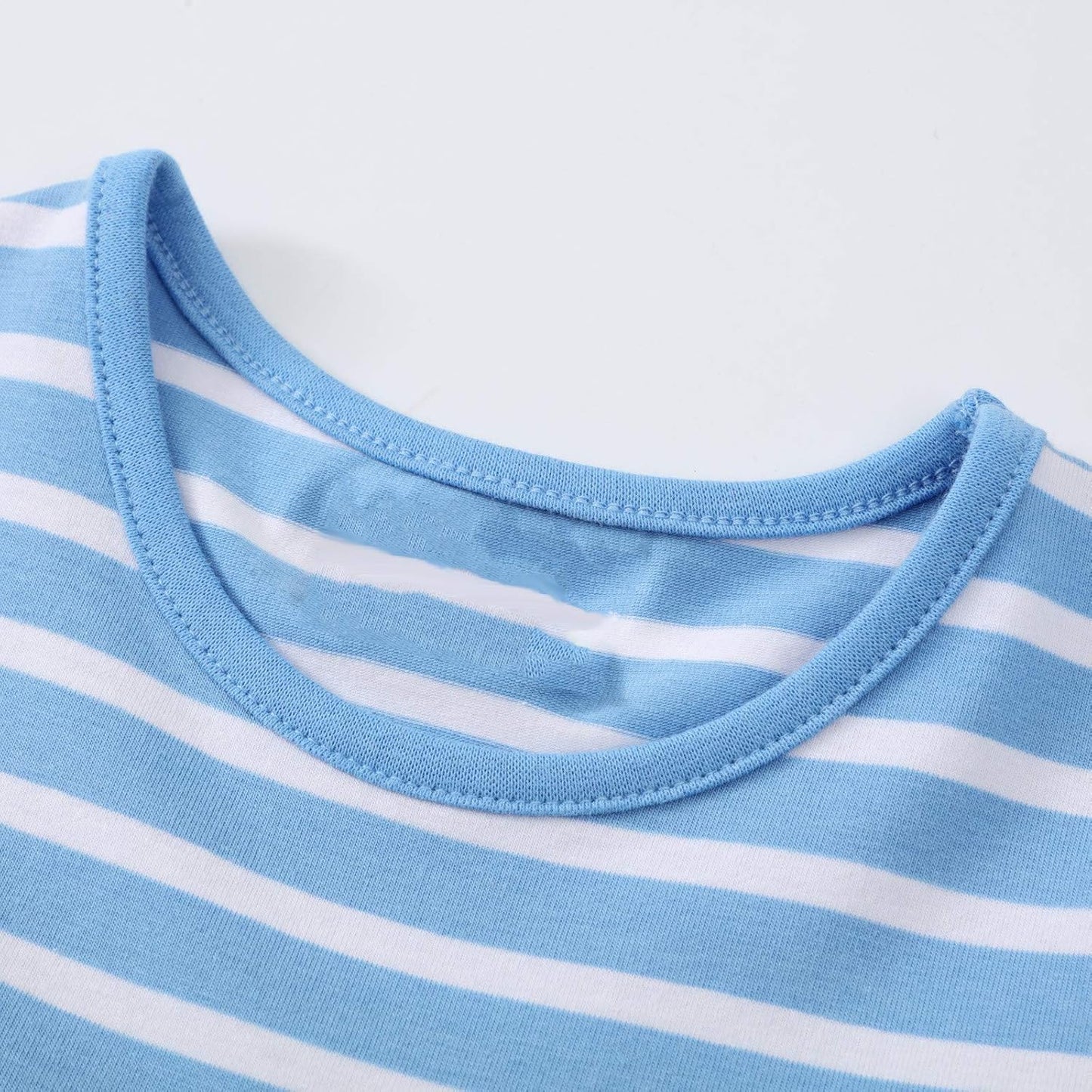 Charming Summer Dress for Little Girls - Blue Stripe with Adorable Bird Appliques, Perfect for Casual Outings!