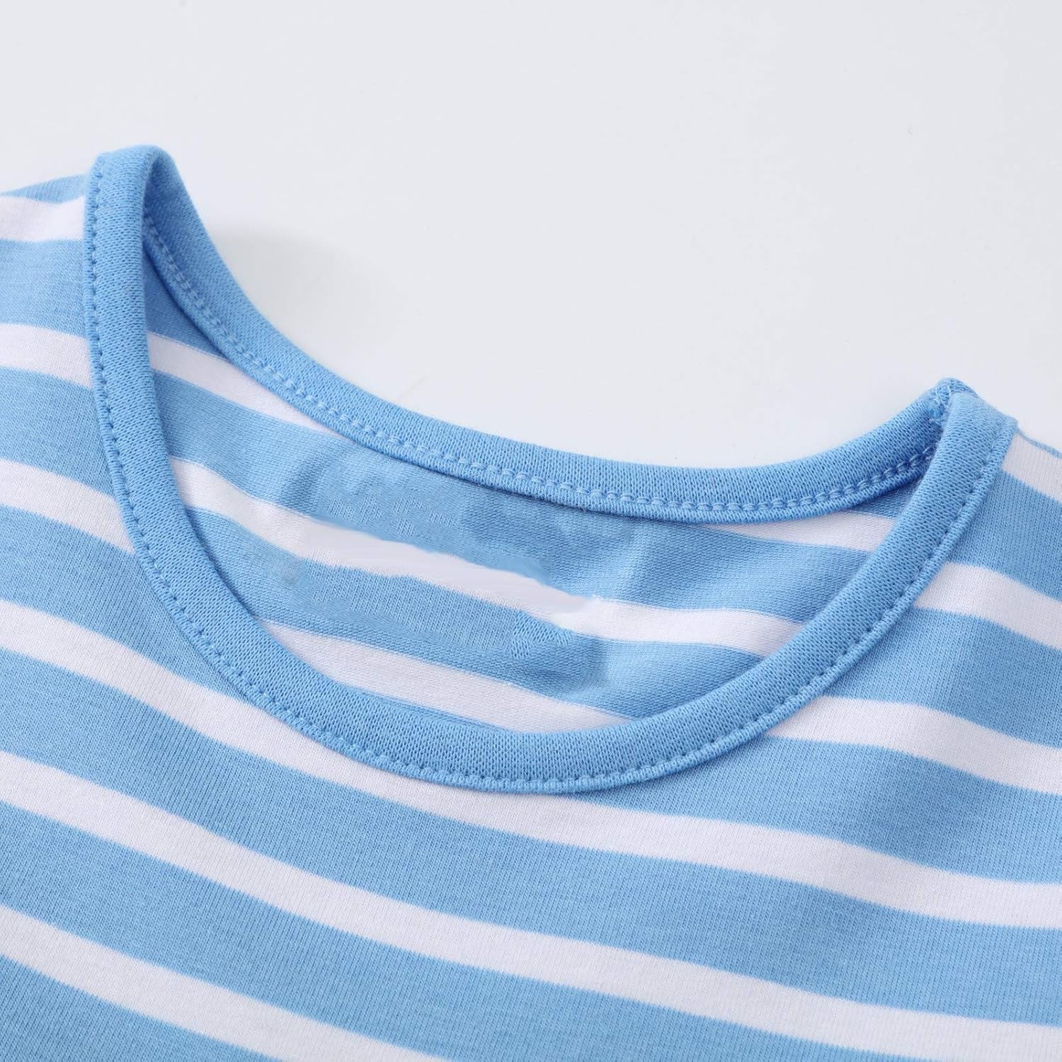 Charming Summer Dress for Little Girls - Blue Stripe with Adorable Bird Appliques, Perfect for Casual Outings!