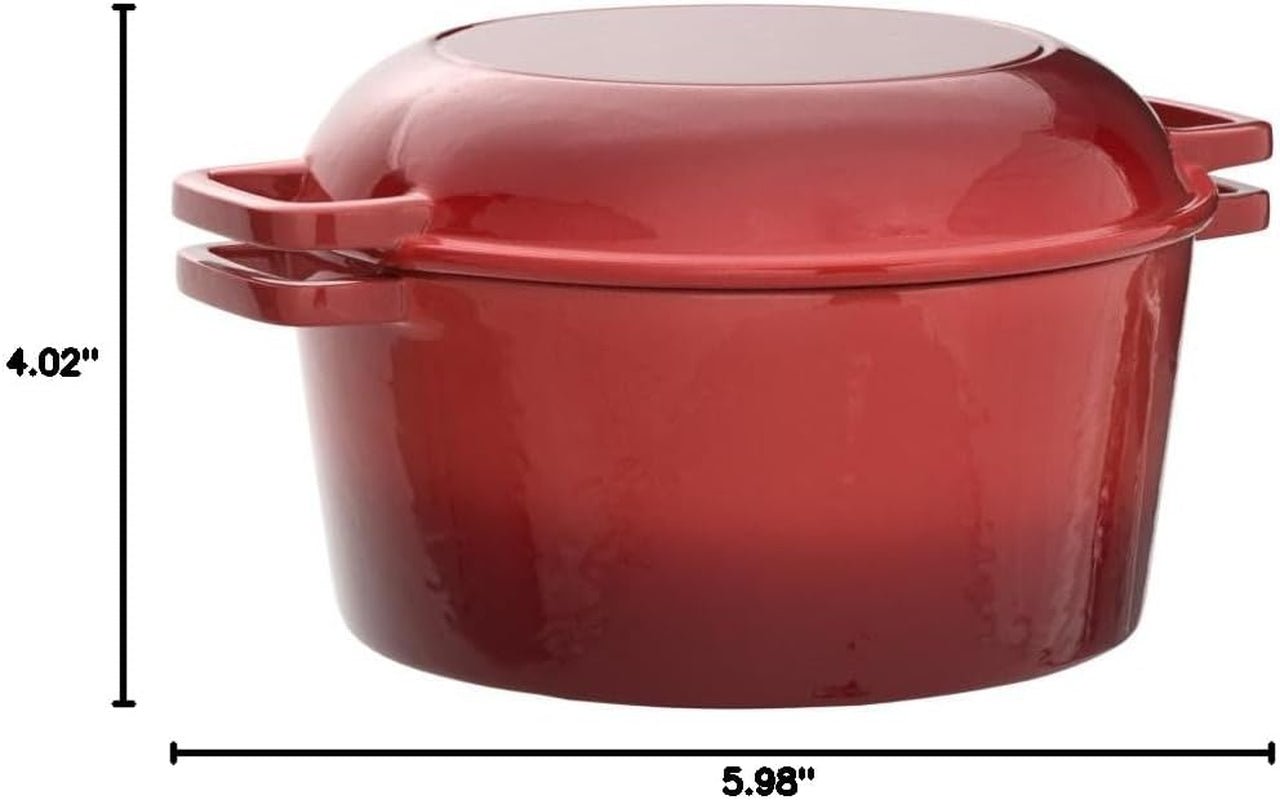 Discover the Ultimate 2 - In - 1 Pre - Seasoned Cast Iron Dutch Oven with Skillet Lid - 5 Qt Round Pot for Perfectly Baked Bread, Hearty Casseroles, and Flavorful Braised Dishes - Heavy Duty Enameled Cookware Set - Journey Must Haves