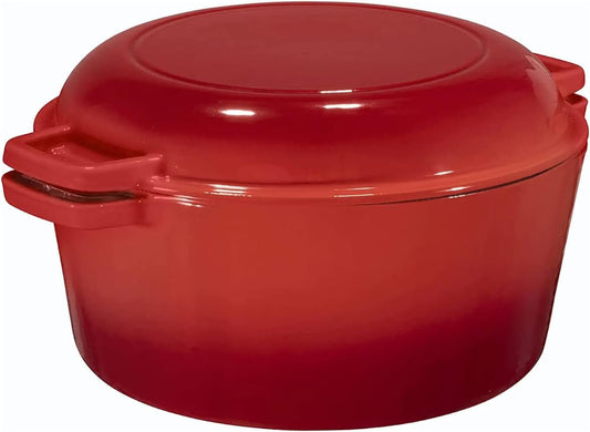 Discover the Ultimate 2 - In - 1 Pre - Seasoned Cast Iron Dutch Oven with Skillet Lid - 5 Qt Round Pot for Perfectly Baked Bread, Hearty Casseroles, and Flavorful Braised Dishes - Heavy Duty Enameled Cookware Set - Journey Must Haves