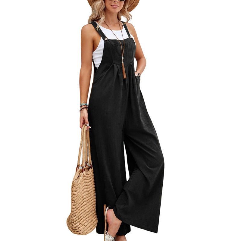 Casual Cotton Suspenders Pants for Women