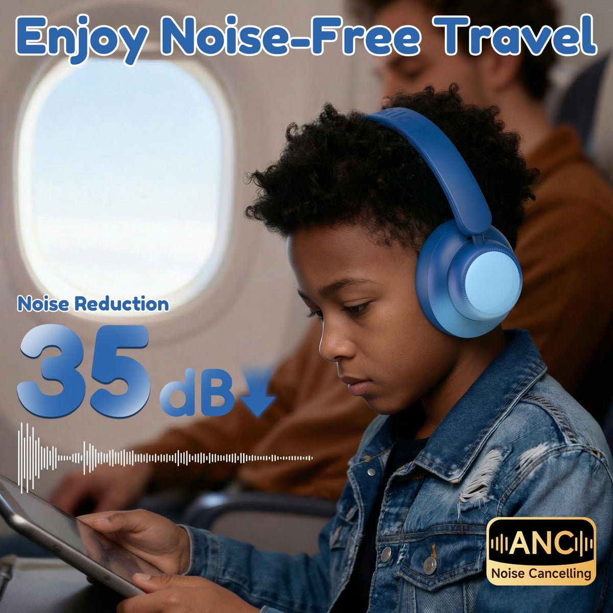 Kids Bluetooth Headphones, Active Noise Cancelling,Gradient Blue