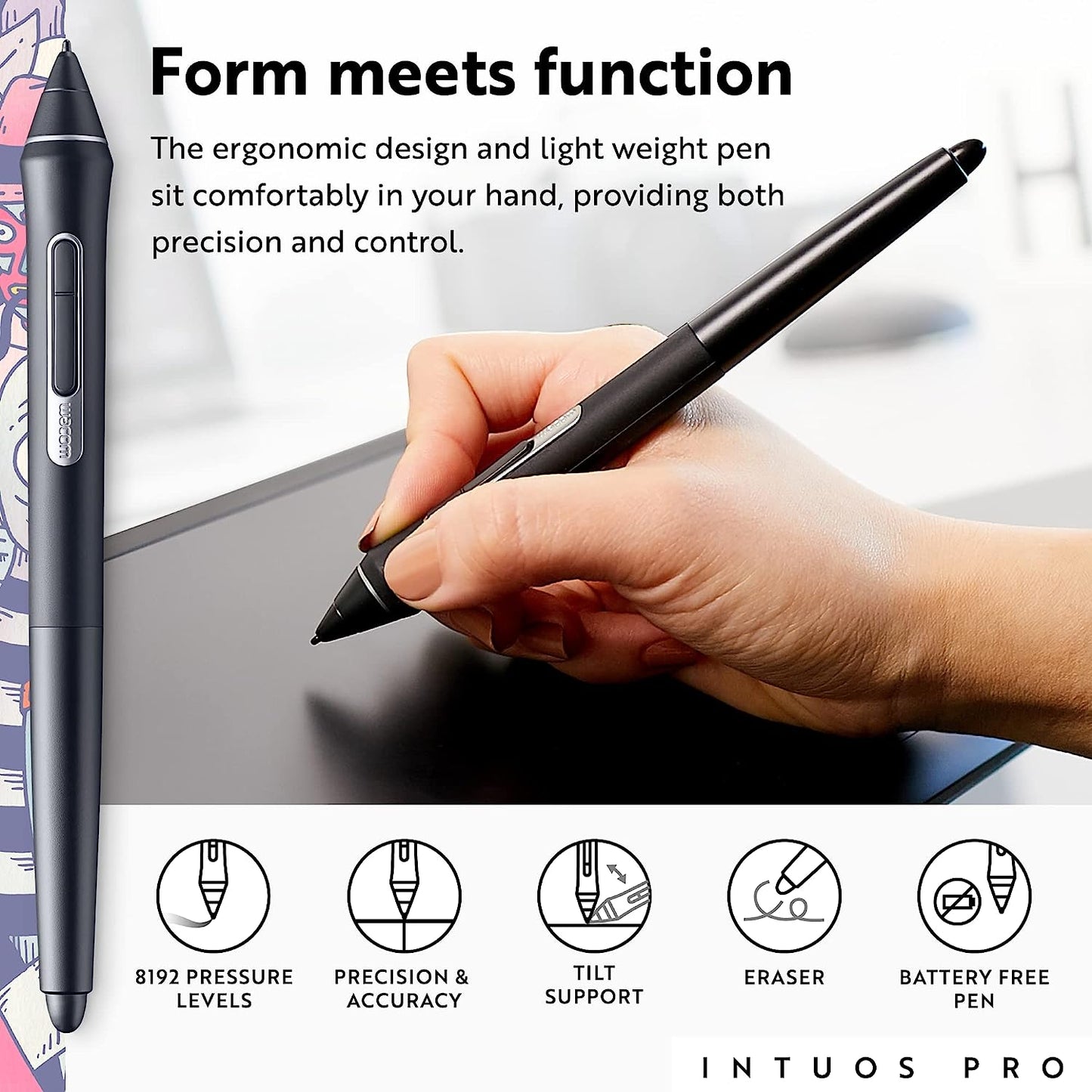 Unleash Your Creativity with the Intuos Pro Medium Bluetooth Graphics Tablet - Featuring 8 Customizable Express Keys and 8192 Levels of Pressure Sensitivity, Compatible with Mac and Windows