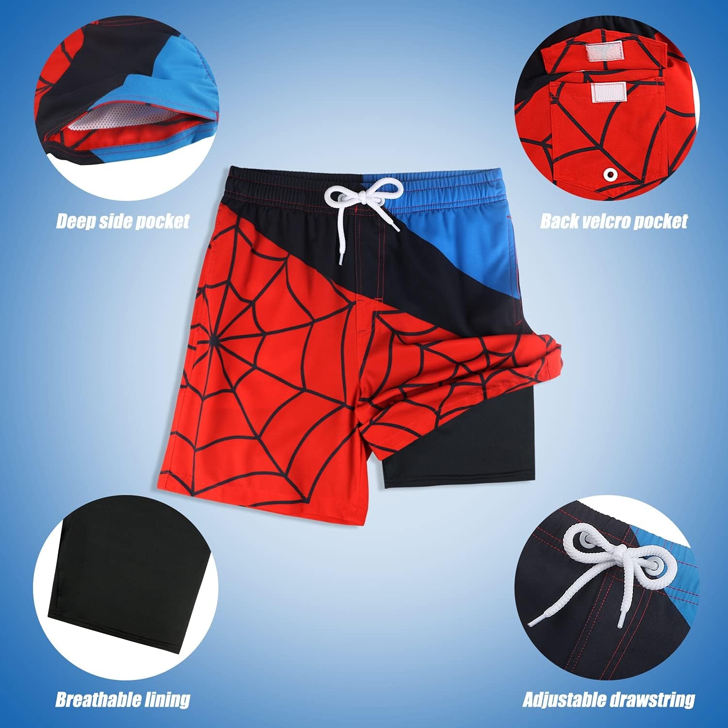 Ultimate Comfort Boys Swim Trunks with Compression Liner - Anti-Chafe, Quick Dry, UPF Protection - Size 3T-20