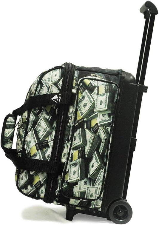 Deluxe Double Roller Bowling Bag - Store 2 Balls & 2 Pairs of Shoes with Easy Maneuverability and Ample Accessory Pockets