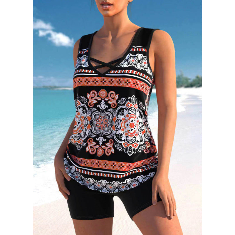 Women's Two-Piece Swimsuit Vest and Shorts