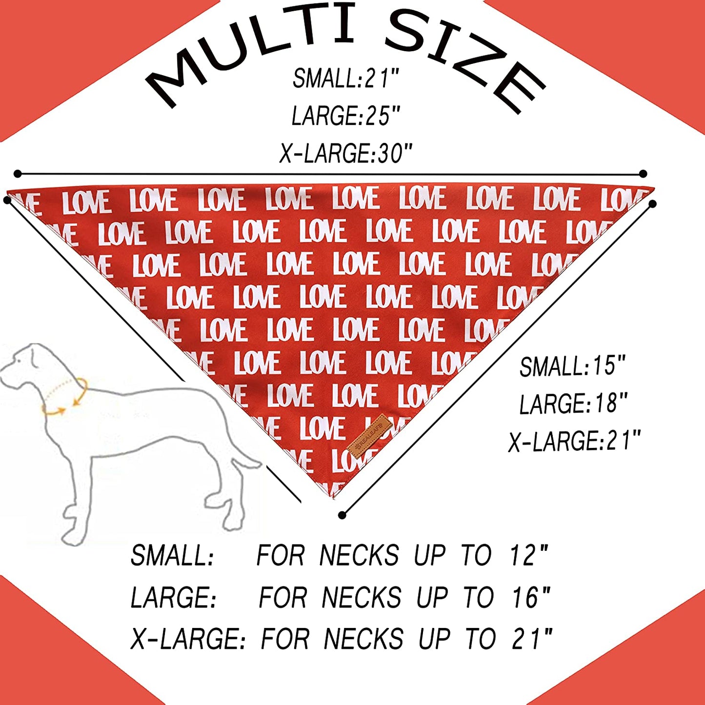 Adorable Love Dog Bandanas 2 Pack - Reversible Triangle Scarves for Valentine's Day & Mother's Day - Perfect for Medium to Large Dogs!