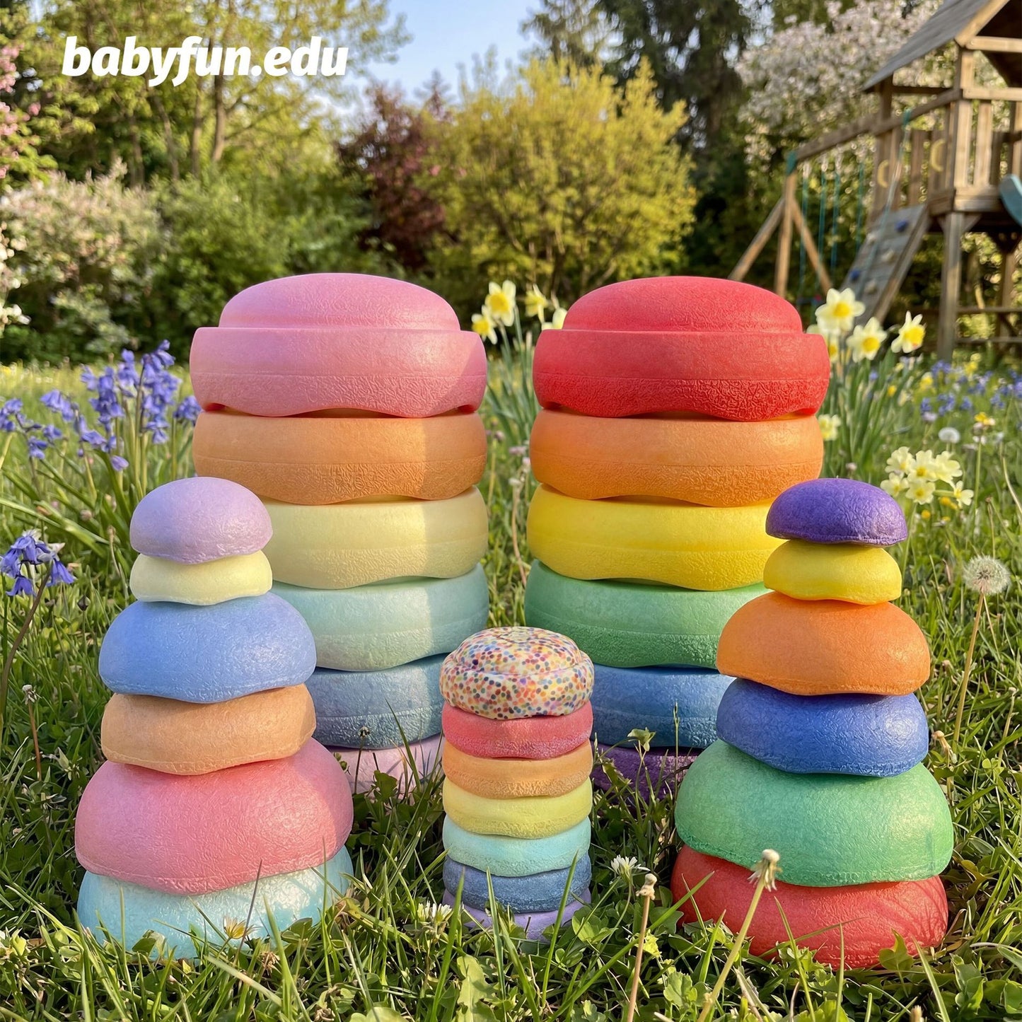 EPP Foam Rainbow Stepping Stones and Balance Board Set