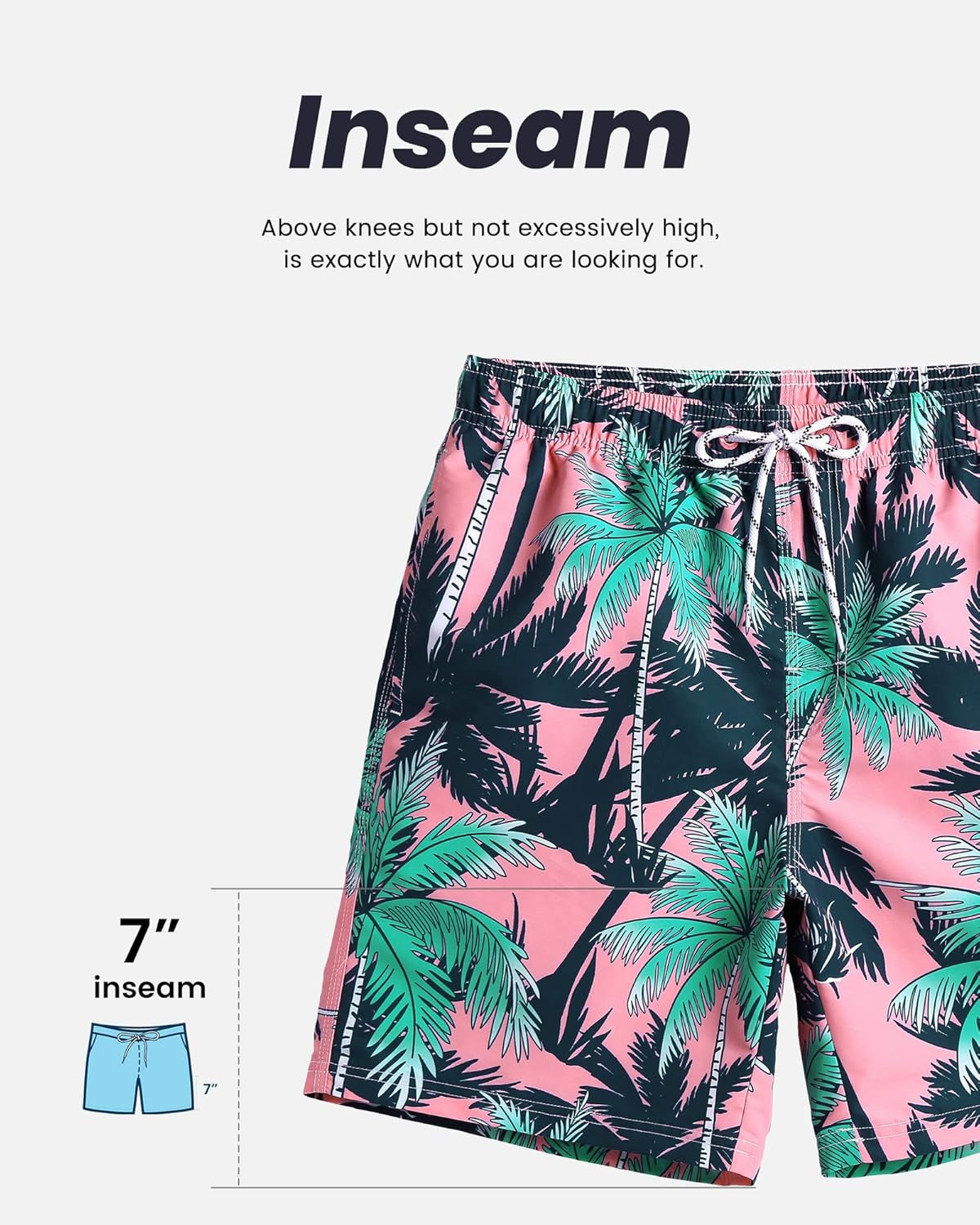 Stylish Men's Quick-Dry Swim Trunks with Mesh Lining - Fun and Functional 7-Inch Bathing Suits in Solid Navy