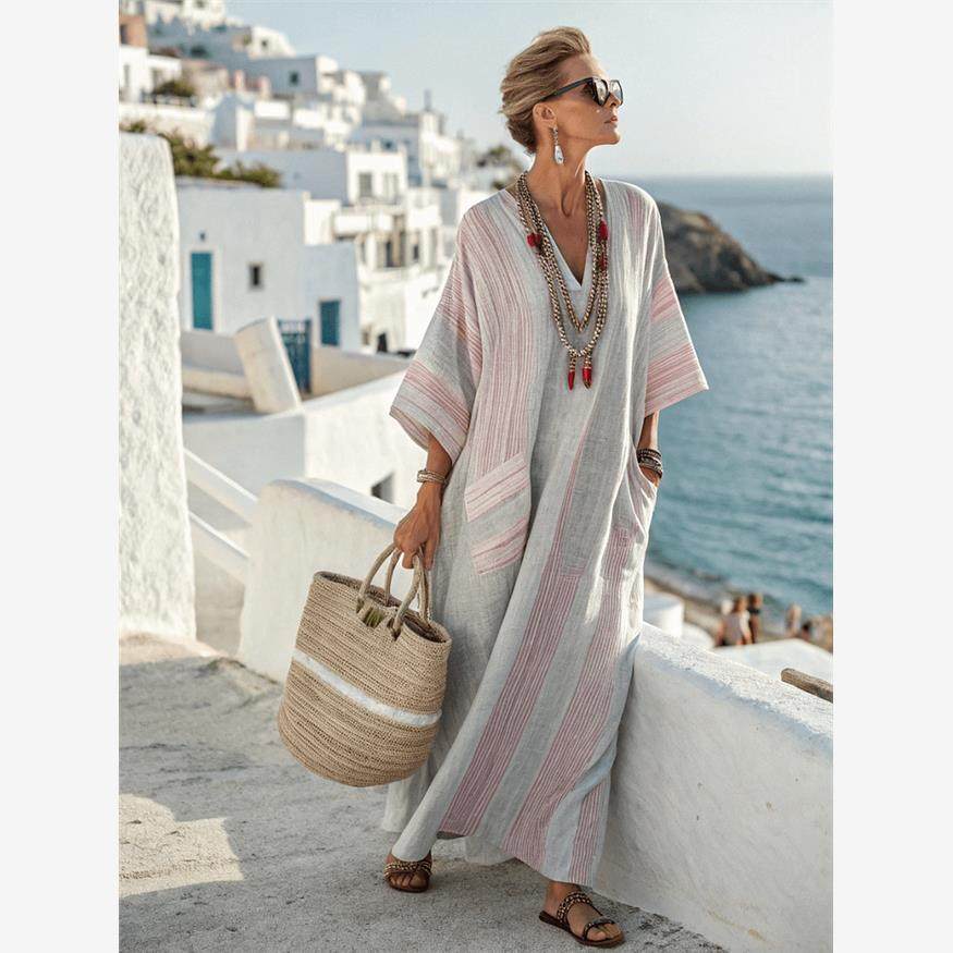 Elegant Plus Size Printed Long Dress for Women - Journey Must Haves