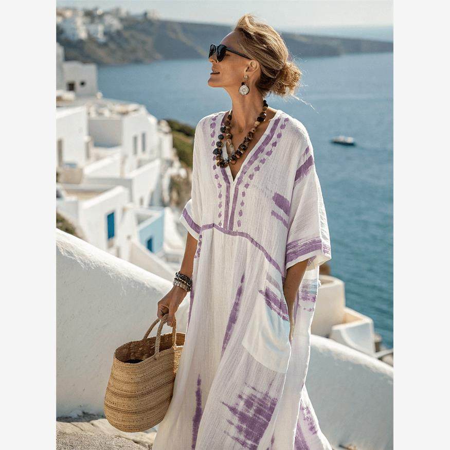 Elegant Plus Size Printed Long Dress for Women - Journey Must Haves