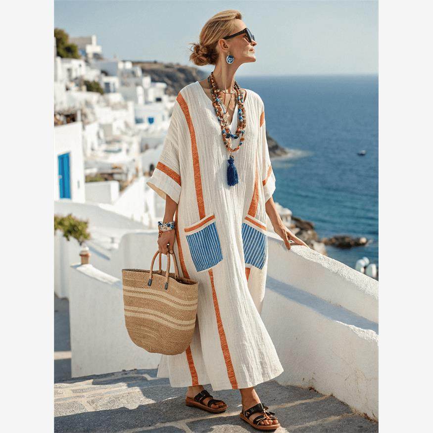 Elegant Plus Size Printed Long Dress for Women - Journey Must Haves